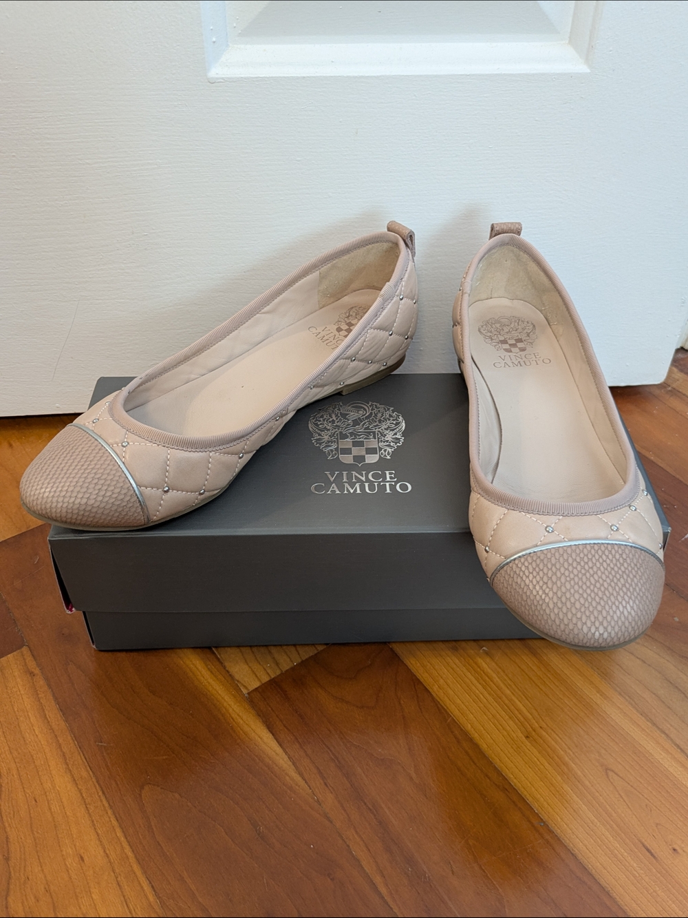 Vince Camuto Women's Nude Quilted Ballet Flats